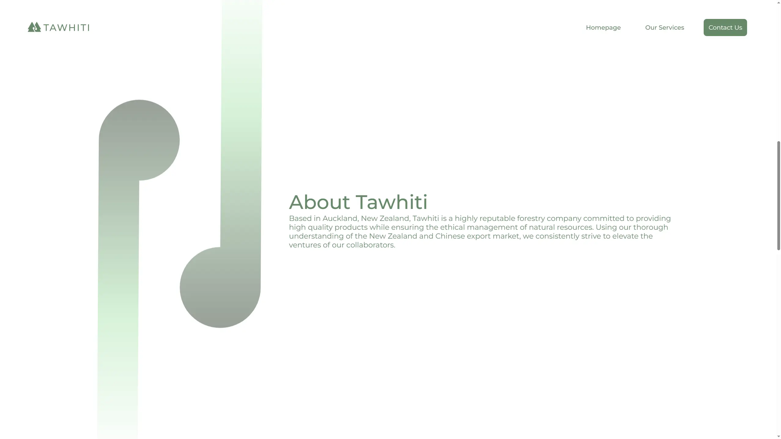 Screenshot of Tawhiti Forestry website.